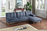 ZNTS Navy Color Polyfiber Adjustable Chaise Bed Living Room Solid wood Legs Plush Couch HS00F8518-ID-AHD