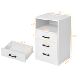 ZNTS FCH 40*35*65cm Particleboard Pasted Triamine Three Drawers With Socket With LED Light Bedside Table 40333026