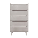 ZNTS Modern Style Wood Grain 5-Drawer Chest with Solid Wood Legs, Stone Gray WF298993AAG