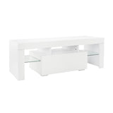 ZNTS Elegant Household Decoration LED TV Cabinet with Single Drawer White 44909065
