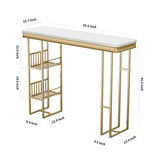 ZNTS 55.1" Modern Straight Bar Table with Shelves in White & Gold WF322497AAG
