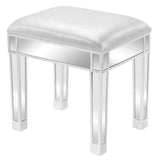 ZNTS Modern Style Mirrored Vanity Stool Silver Gray 57681563