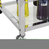 ZNTS Contemporary Chrome Bar Serving Cart Silver Modern Glass Metal Frame Wine Storage GHNDT-BCT1004A