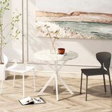 ZNTS 31.5'' Modern Cross Leg Round Dining Table, White Marble Top Occasional Table, Two Piece Removable W757140955