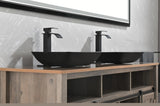 ZNTS 13.0" L -18.13" W -4" H Matte Shell Glass Rectangular Vessel Bathroom Sink in Black with Matte Black W92851588
