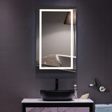 ZNTS 40"x 24" Square Built-in Light Strip Touch LED Bathroom Mirror Silver 27416333