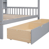 ZNTS Wooden Full Size House Bed with 2 Drawers,Kids Bed with Storage Shelf, Gray WF301459AAE