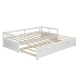 ZNTS Extending Daybed with Trundle, Wooden Daybed with Trundle, White WF194887AAK