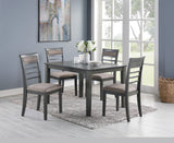 ZNTS Antique Grey Finish Dinette 5pc Set Kitchen Breakfast Table w wooden Top Cushion Seats Chairs B01146597