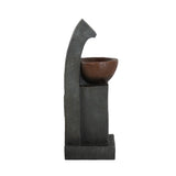 ZNTS 9.4x9.1x23.8" Black and Brown Sculptural Water Fountain with Bowl Basin, with Light and Pump, for W2078138958