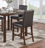 ZNTS Classic Stylish Espresso Finish 5pc Counter Height Dining Set Kitchen Dinette Faux Marble Top Table B011P148646