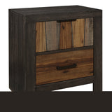 ZNTS Unique Style Nightstand 1pc Multi-Tone Wire Brushed Finishes 2x Dovetail Drawers Distinct Style B01158291