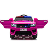 ZNTS 12V Kids Ride On SUV Cop Car with Remote Control, Siren Sounds Alarming Lights, Music Story - Rose W2181P146465