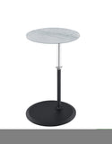 ZNTS Orbit End Table with Height Adjustable Gray Marble Textured Top B061103284