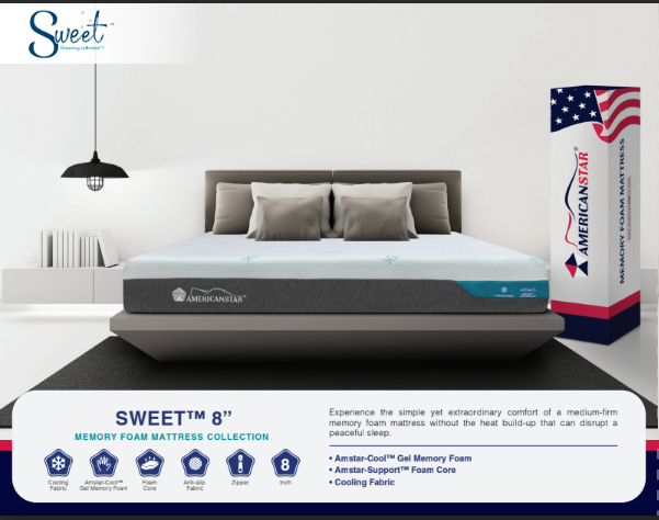 ZNTS Sweet 8" King Mattress, Cool Gel Memory Foam with Ice Feel Cooling Fabric, Firm Foam Core Support, B076103074