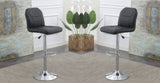 ZNTS Adjustable stool Chair Black Faux Leather Clean Lines Seat Chrome Base Modern Set of 2 Chairs / B011P151351