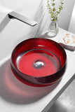 ZNTS D15.7'' Transparent Crystal Red Bathtoom Vessel Basin Resin Stone Solid Surface Countertop Sink W144963861