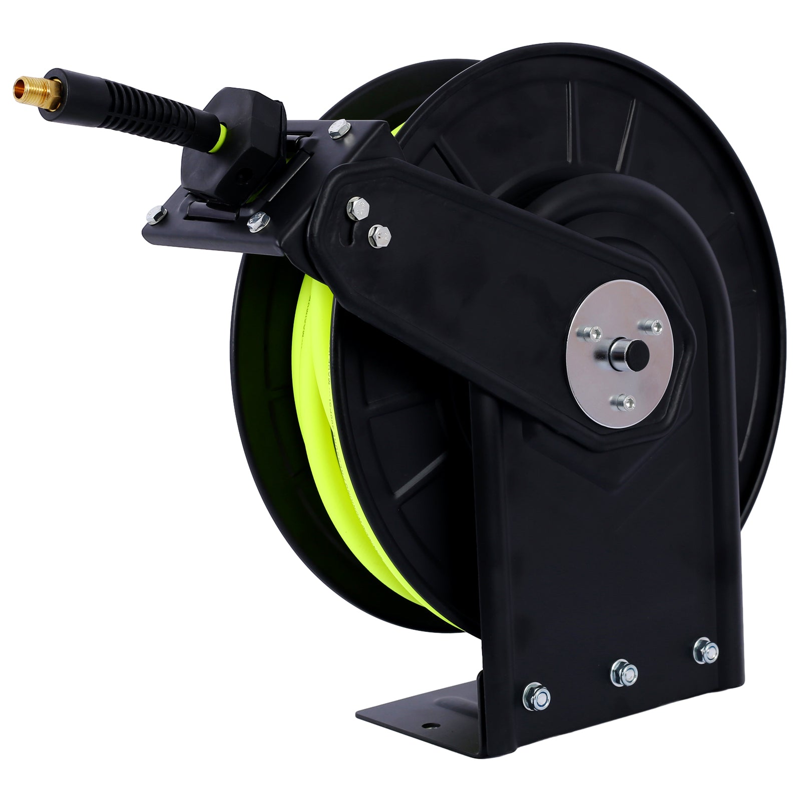 ZNTS Retractable Air Hose Reel With 3/8 Inch x 50' Ft,Heavy Duty Steel  Hose Reel Auto Rewind W46566958