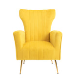 ZNTS Velvet Accent Chair, Wingback Arm Chair with Gold Legs, Upholstered Single Sofa for Living Room W109557311
