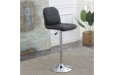 ZNTS Adjustable stool Chair Black Faux Leather Clean Lines Seat Chrome Base Modern Set of 2 Chairs / B011P151351