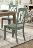 ZNTS Casual Teal Finish Side Chairs Set of 2 Pine Veneer Transitional Double-X Back Design Dining Room B01143554