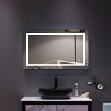 ZNTS 40"x 24" Square Built-in Light Strip Touch LED Bathroom Mirror Silver 27416333