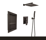 ZNTS Shower System with Shower Head, Hand Shower, Hose, Valve Trim, Lever Handles and Niche W127255880