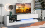ZNTS On-Trend TV Stand with Two Media Storage Cabinets Modern High Gloss Entertainment Center for 75 Inch WF293969AAK