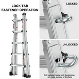 ZNTS Aluminum Multi-Position Ladder with Wheels, 300 lbs Weight Rating, 22 FT W1343101098
