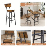 ZNTS Bar Table Set with wine bottle storage rack. Rustic Brown, 47.24'' L x 15.75'' W x 35.43'' H. W116294391