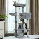 ZNTS Multi-functional Cat Tree Tower with Sisal Scratching Post, 2 Cozy Condos, Top Perch, Hammock, 58860018