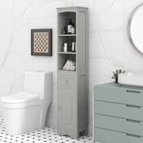 ZNTS Tall Bathroom Cabinet, Freestanding Storage Cabinet with Drawer, MDF Board, Adjustable Shelf, Grey WF289423AAG