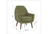 ZNTS Astrid Mid-Century Green Velvet Arm Chair B05089995