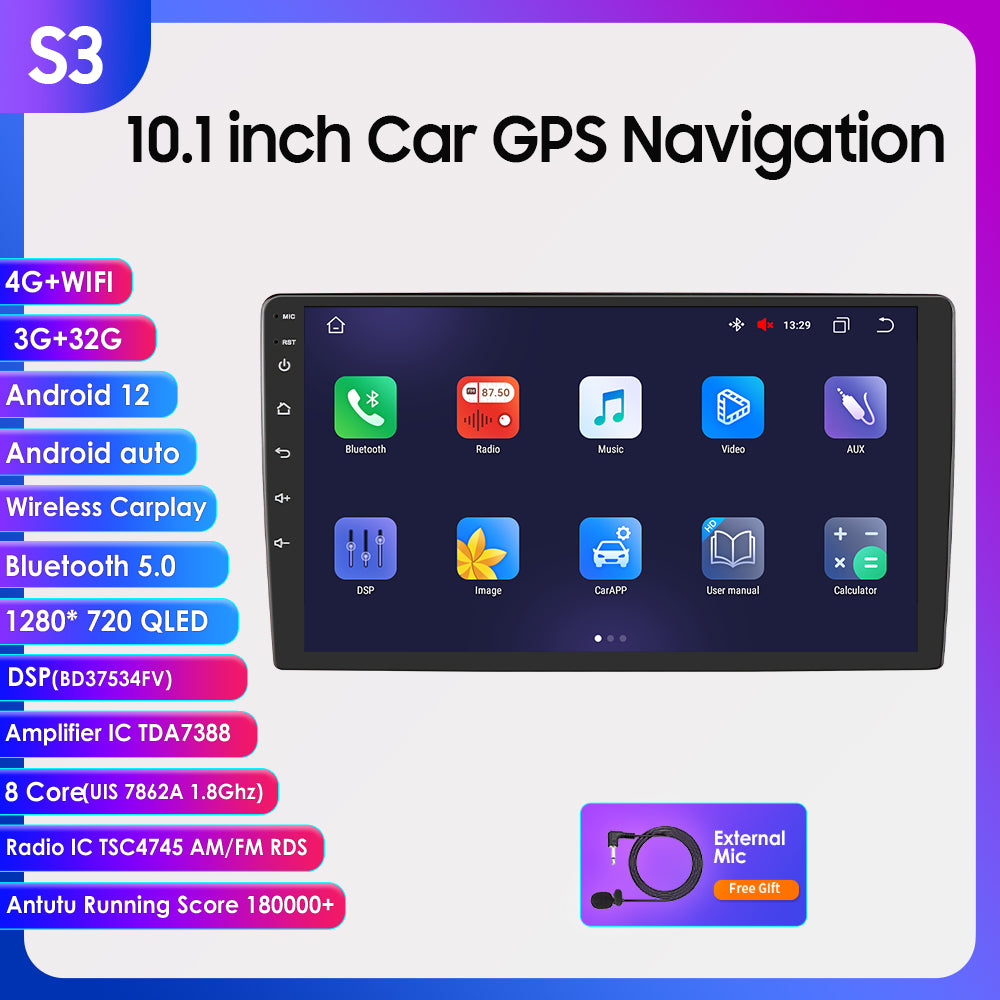 ZNTS 3S Series 10.1 inch Touchscreen Android 12 8Core QLED 1280*720 BT5.0 Car Gps Navigation Stereo W157171387