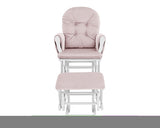 ZNTS Mason Glider and Ottoman White Wood and Pink Fabric B02263776