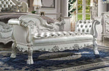 ZNTS ACME Dresden Bench in PU & Bone White Finish BD01687