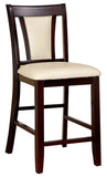 ZNTS Contemporary Set of 2 Counter Height Chairs Dark Cherry And Ivory Solid wood Chair Padded B01182193
