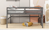 ZNTS Wood Twin Size Loft Bed with Side Ladder, Antique Grey WF312787AAE
