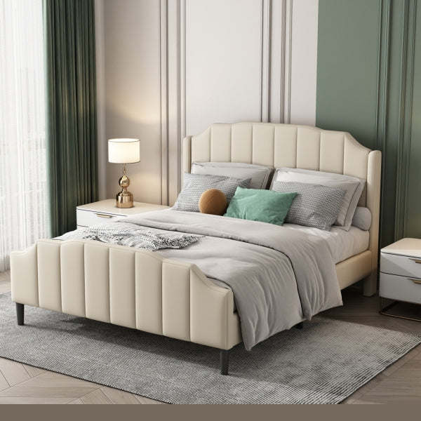 ZNTS Queen Size Upholstered Platform Bed with Headboard and Footboard,No Box Spring Needed, Velvet WF305781AAA