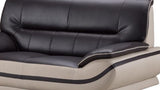 ZNTS Faux Leather Upholstered Wooden Loveseat with Pillow Top Armrest, Black and Gray B05672059