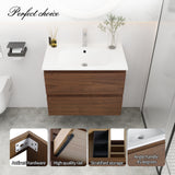 ZNTS 30" Bathroom Vanity With Gel Basin Top, Soft Close Drawer W99981585
