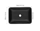 ZNTS 13.0" L -18.13" W -4" H Matte Shell Glass Rectangular Vessel Bathroom Sink in Black with Matte Black W127266259