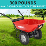 ZNTS RedRock Wheelbarrow Utility Cart Electric Powered 24V DC 180W AGM Battery 330lbs Max ET295652RED