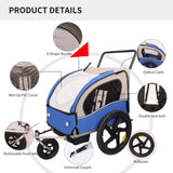 ZNTS 2-in-1 Double 2 Seat Bicycle Bike Trailer Jogger Stroller for Kids Children Foldable Collapsible W1364133905