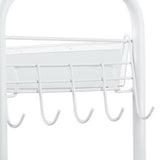 ZNTS Exquisite Honeycomb Net Three Tiers Storage Cart with Hook Ivory White 15013759