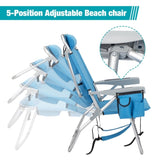 ZNTS 63*70*99cm Heightened Oxford Cloth Silver White Aluminum Tube Bearing 100kg Beach Chair Blue 82549711
