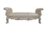 ZNTS ACME Dresden Bench in PU & Bone White Finish BD01687