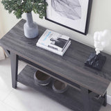 ZNTS Wooden Entryway Console Table, Hallway Display Table with Two Shelves in Distressed Grey & Black B107130906