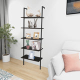 ZNTS 5-Shelf Wood Ladder Bookcase with Metal Frame, Industrial 5-Tier Modern Ladder Shelf Wood 64446382