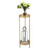 ZNTS Modern Folding Metal 2-Tier Plant Stand Potted Plant Holder Shelf with 2 Round Trays Indoor Outdoor, W2181P155111